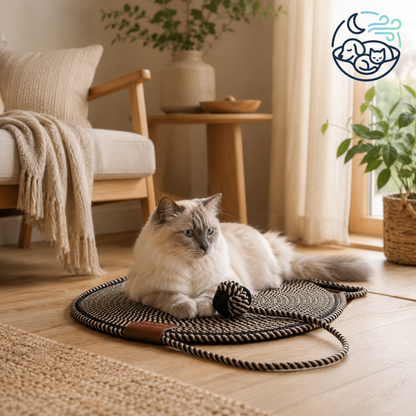 Tapis à gratter rond avec balle jouet