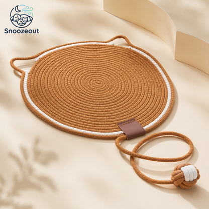 Tapis à gratter rond avec balle jouet