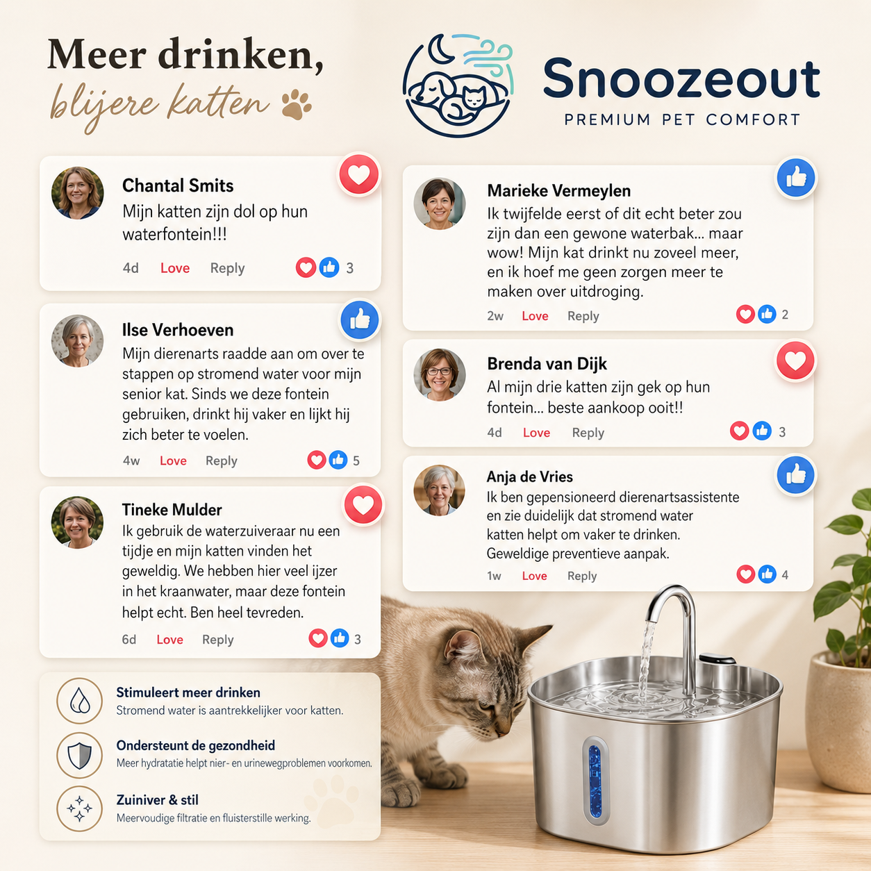 Snoozeout Premium RVS Drinkfontein pour Katten