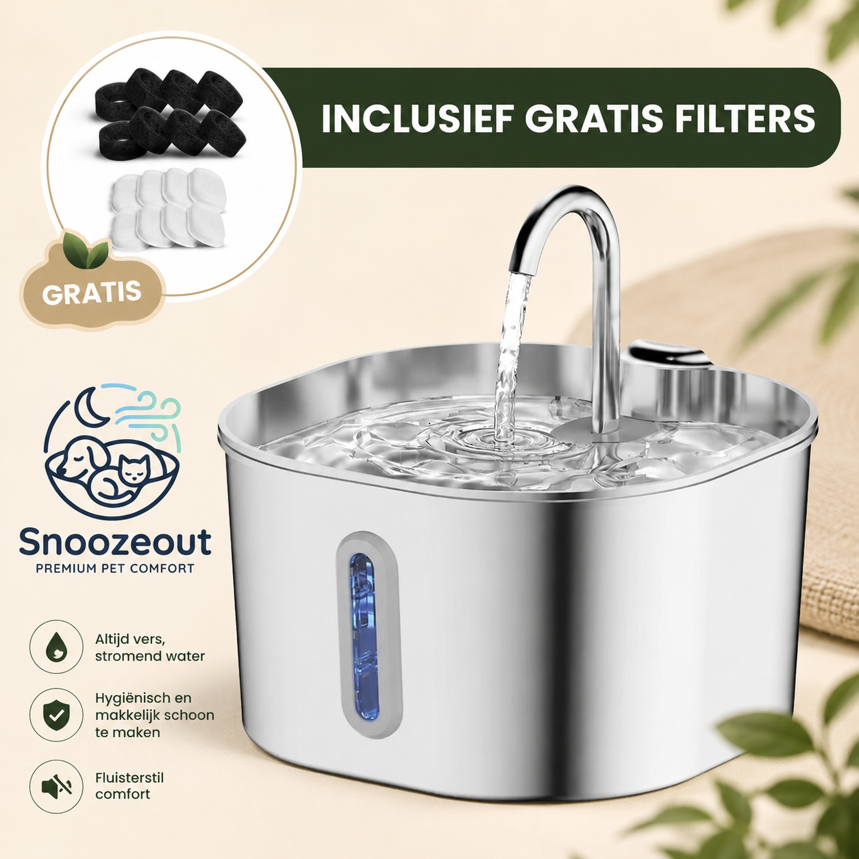 Snoozeout Premium RVS Drinkfontein pour Katten