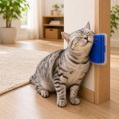 Brosse d'angle auto-massante pour chats avec herbe à chat
