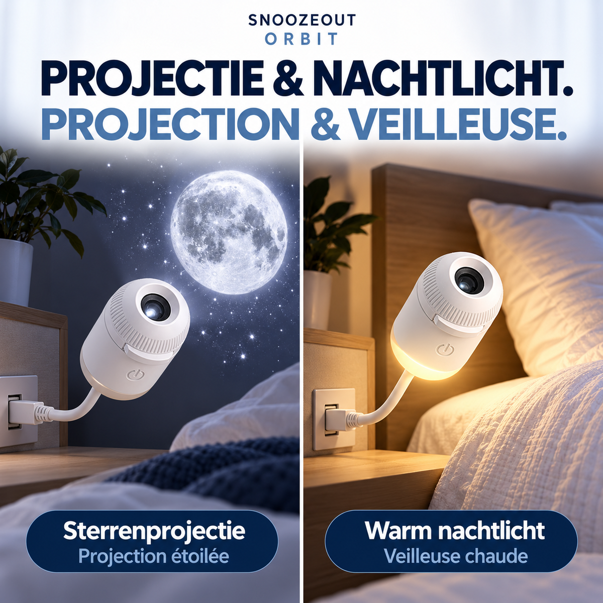 Orbit met sterrenprojectie en warm nachtlampje / Orbit avec projection étoilée et veilleuse chaude